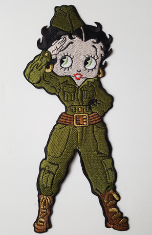 Betty Boop Light Skin Army  Military Large Embroidered Patch 9.5" x 4"