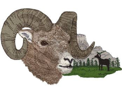 Bighorn Sheep Scene Embroidered Patch 6.9' x 4.5"