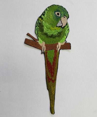 Blue Crowned  Conure Parrot Embroidered Patch 3.4" x 8.2" Free USA Shipping