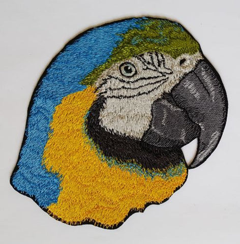 Macaw, Blue & Gold, Parrot Embroidered Patch FREE USA SHIPPING