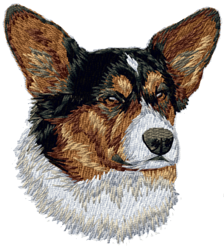 Cardigan Welsh Corgi Tri Colored Dog Embroidered Patch 3"