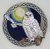 Snowy Owls, Birds of Prey, Celtic Embroidered Patch 3.9" x 3.9"