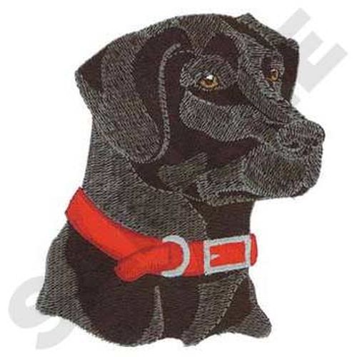 Labrador Retriever Head, Dog, (Black) Embroidered Patch 4.5" x 4.9"