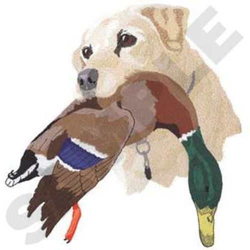 Labrador Dog With Duck, Embroidered Patch 8.7" x 9"
