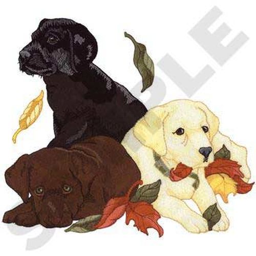 Labrador Retriever Puppies Dog, Embroidered Patch 9.5" x 8.4"