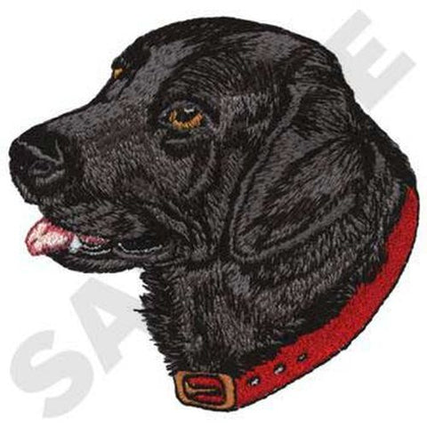 Labrador Retriever Dog, (Black)  Head, Embroidered Patch 3.6" x 3.5"