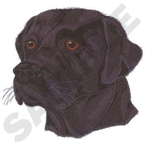 Labrador Retriever Head, Dog, (Black) Embroidered Patch 7.5" x7.2"