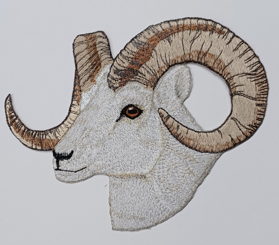 Dall Sheep Head Embroidered Patch 7.9" x 6" Free USA Shipping