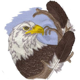 Eagle with Feathers Embroidered Patch 7" x 7.5" Free USA Shipping