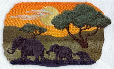 African Elepant Trio Scene Embroidered Patch 2 sizes Free USA Shipping