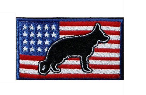 German Shepherd USA Flag Embroidered Patch Approx Size 2"x3"