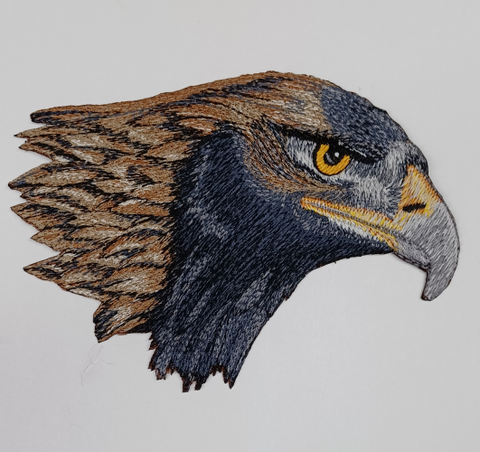 Golden Eagle Head (385) Embroidered Patch 6.7" x 4.8" Free USA Shipping