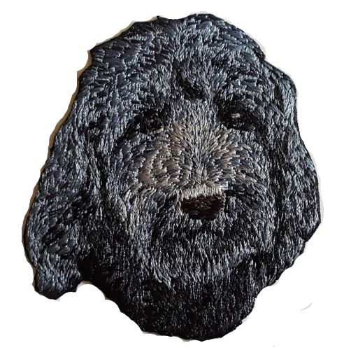 Goldendoodle or Labradoodle Dog Black Embroidered Patch 3" FREE USA SHIPPING
