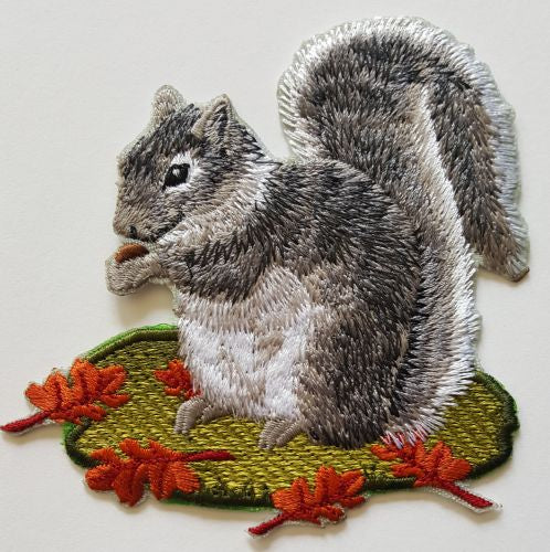 Squirrel, Gray, Embroidered Patch