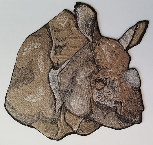 Rhinoceros Indian Rhino Head Embroidered Patch 2 sizes available