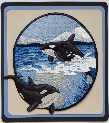 Whale Orca Killer Whale Marine Nautical Embroidered Patch 7.7"x 8"