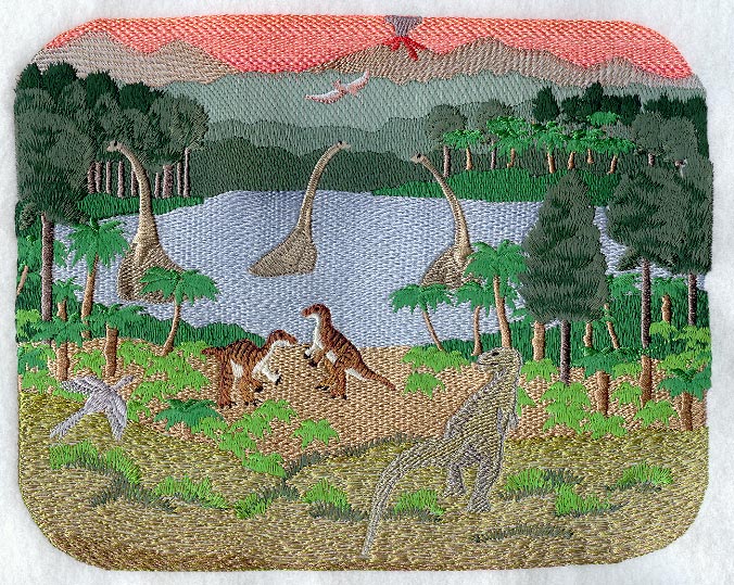 Dinosaur Scene Embroidered Patch