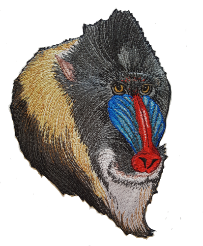 Mandrill Head Primates Embroidered Patch 4.8"x 6.8"