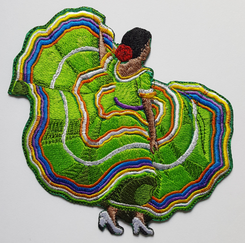 Mexican, Spanish, Latina, Cuban Dancer Embroidered Patch 7" x 6.9" Free USA Shipping