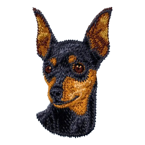 Miniature Pinscher Cropped Ears 2 Embroidered Patch 3" Tall Free USA Shipping