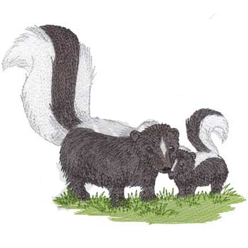 Skunks Mom and Baby 7" x 5.8" Embroidered Patch