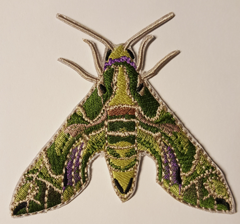 Oleander Hawk Moth Embroidered Patch 3.8" x 3.9" FREE USA SHIPPING