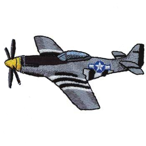 P-51 Mustang, Military, Plane, Embroidered Patch 4" x 2" Free USA Shipping