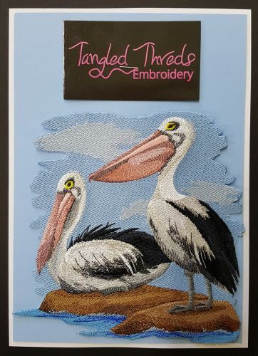 Pelicans, Bird, Embroidered Path 4.8"x 4.7"