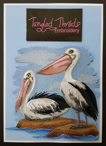Pelicans, Bird, Embroidered Path 4.8"x 4.7"