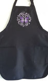 Monarch Butterfly Purple Embroidered Apron BBQ Cook Chef Gardening Crafts