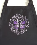Monarch Butterfly Purple Embroidered Apron BBQ Cook Chef Gardening Crafts