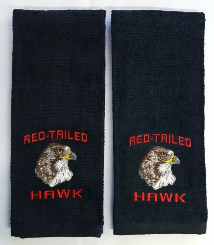 Red-Tailed Hawk, Birds of Prey, Embroidered Hand Towels