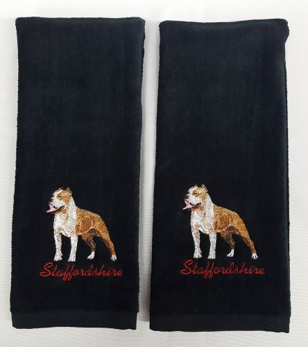 Staffordshire Terrier, Pitbull, Embroidered Hand Towels