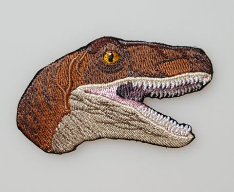 Dinosaur Velociraptor Head Embroidered Patch