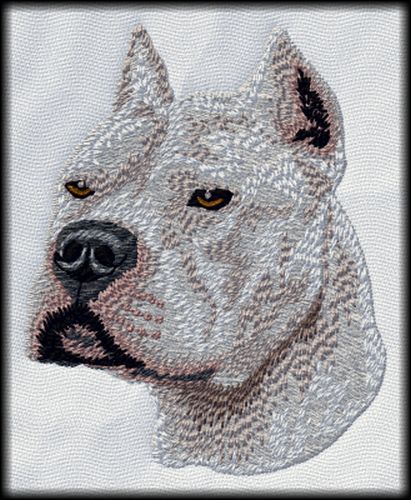 Pitbull Terrier White, American Pit Bull Dog Embroidered Patch 3"