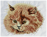 Persian Cat Embroidered Patch (3.0 Inches Tall)