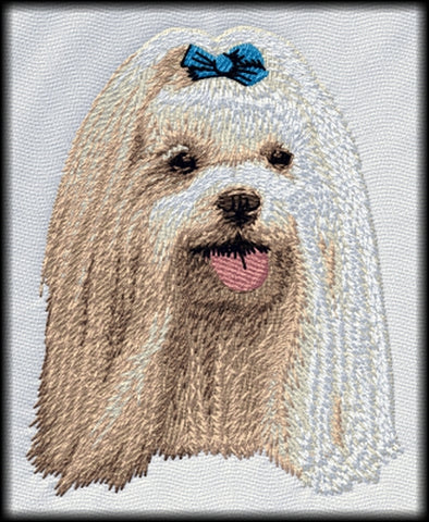 Maltese Dog Embroidered Patch (3.3 Inches Tall)