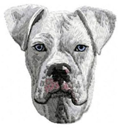 Boxer Dog, White Embroidered Patch 3" Tall