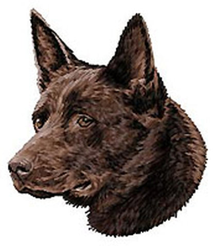 Australian Kelpie Dog (Chocolate Brown) Embroidered Patch (3.1 Inches Tall)