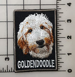 Goldendoodle Golden Doodle, Dog Embroidered Patch With Lettering 3.7" x 2.6"