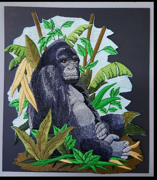 Gorilla, Mountain Gorilla, Monkey, Embroidered Patch 6.9"x 8.1"