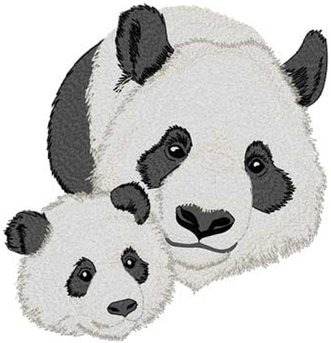 Panda Momma & Baby Embroidered Patch 4.9" x 5.1"