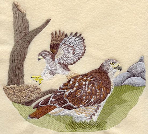 Red-Tailed Hawk Scene Embroidered Patch 9.9" x  9.2"