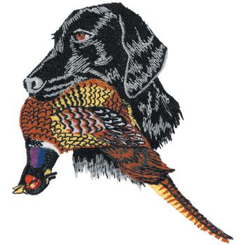 Labrador Retriever (Black) & Pheasant, Embroidered Patch 4.8" x5.3"