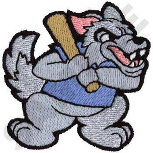 Wolf Baseball Embroidered Patch 2.4" x 2.5"
