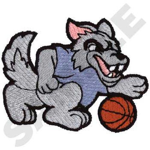 Wolf Basketball Embroidered Patch 3" x 2.3"